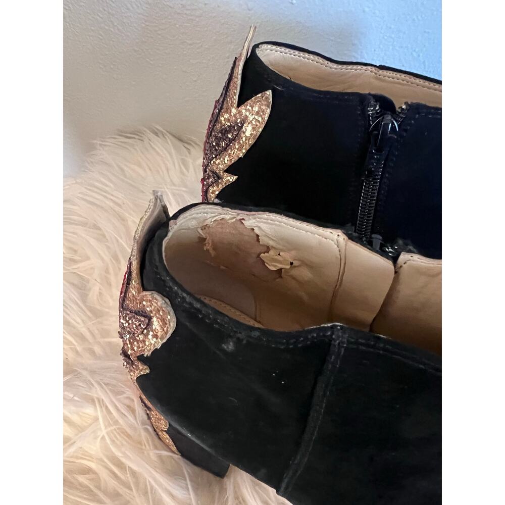 Katy Perry The Flame Black 9 Sequin Ankle Boots Heel Velvet Festival Glam Punk - Picture 7 of 11